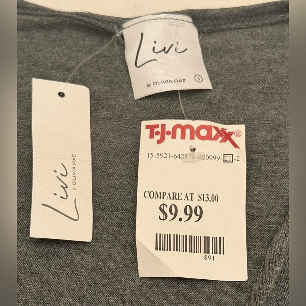 Livi by Olivia Ray Charcoal Knot-Front Tee Size S NWT - Picture 7 of 12
